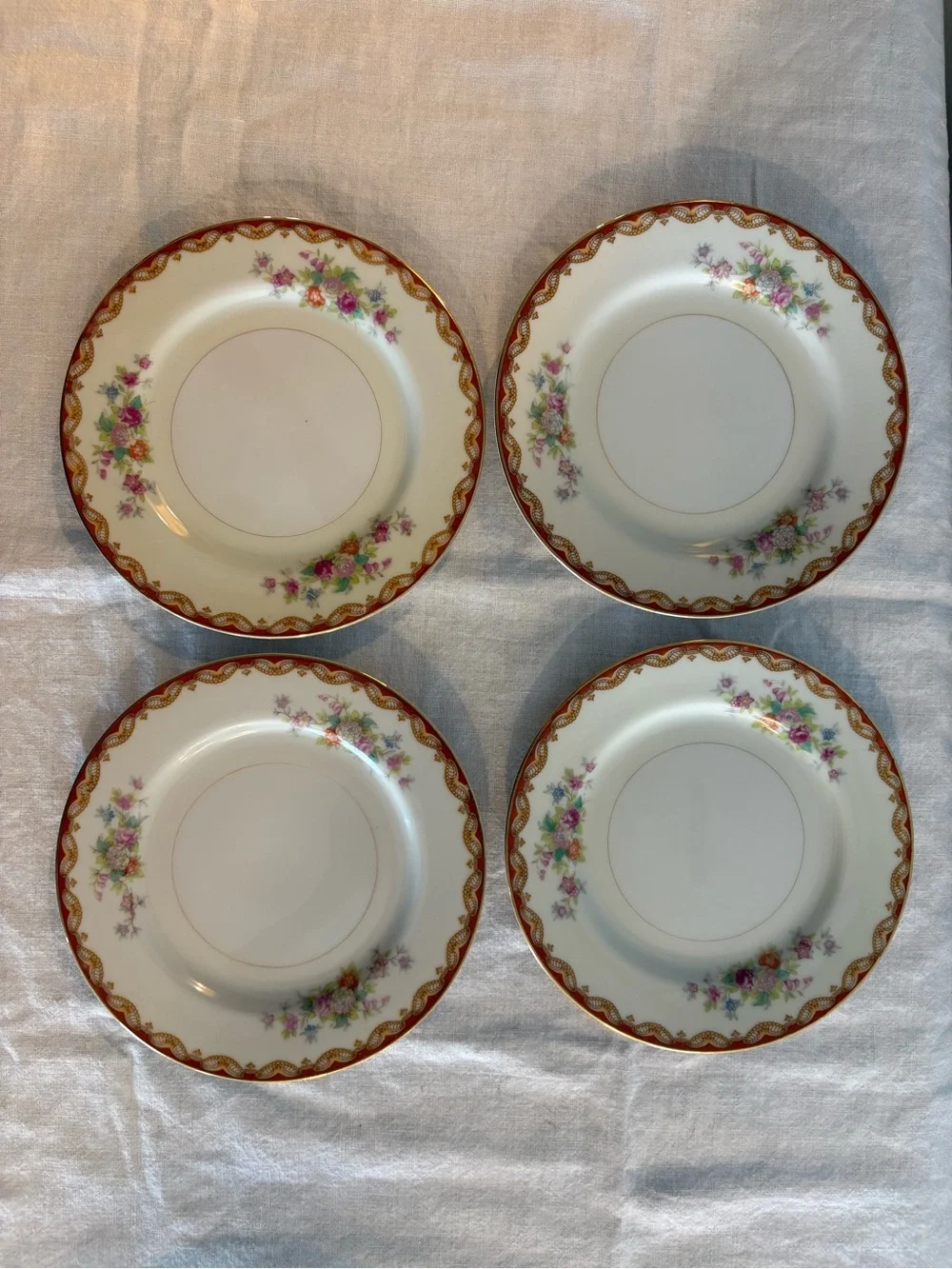 VTG Diamond China Roslyn Occupied Japan 4 Sauce Bowls 6” & 4 Bread Plates 6”